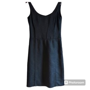 Ann Taylor Simple Black Fitted Above the Knee Textured Dress women's 6